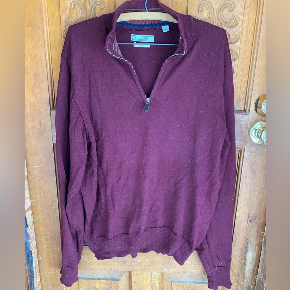 Williams & Kent Made in Italy Merino Wool Quarter Zip Sweater L